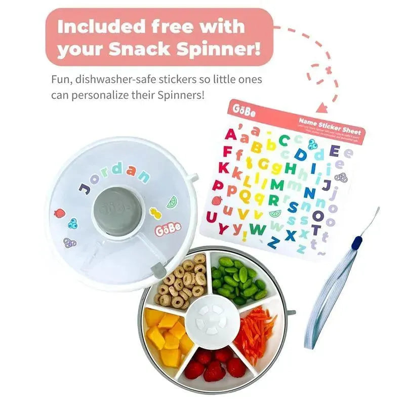 GoBe - Kids Original Snack Spinner Bundle with Hand Strap and Sticker Sheet, Grey Image 5