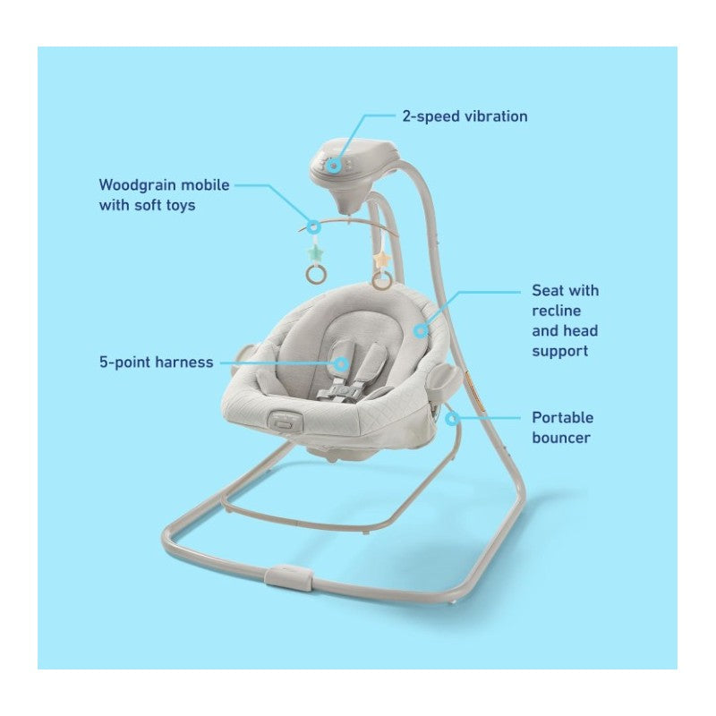 Graco DuetConnect LX Baby Swing and Bouncer - 2-in-1 Infant Swing and Baby Rocker Image 2