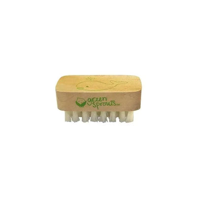 Nail brush by Green Sprouts featuring a wooden handle and soft bristles, designed for gentle nail cleaning.