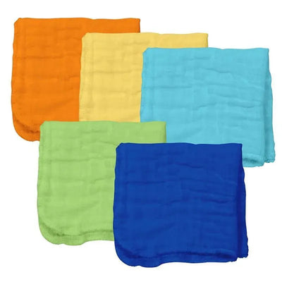 Green Sprouts Organic Cotton Muslin Face Cloths 5Pk, Boy Image 1