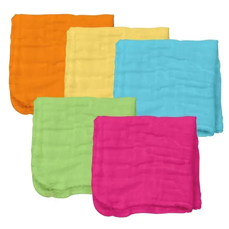 Green Sprouts Organic Cotton Muslin Face Cloths 5Pk, Girl Image 1