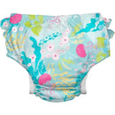 Green Sprouts - Reusable Eco Snap Ruffled Swim Diaper, Aqua Coral Reef Image 1