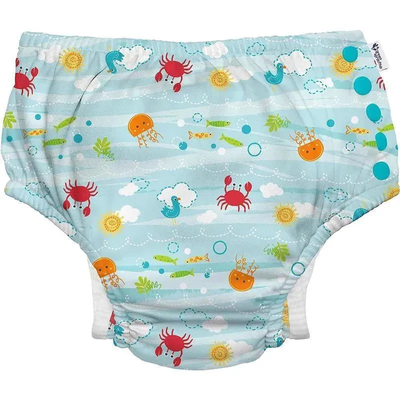 Green Sprouts - Reusable Eco Snap Swim Diaper, Light Aqua Sea Friends Image 1