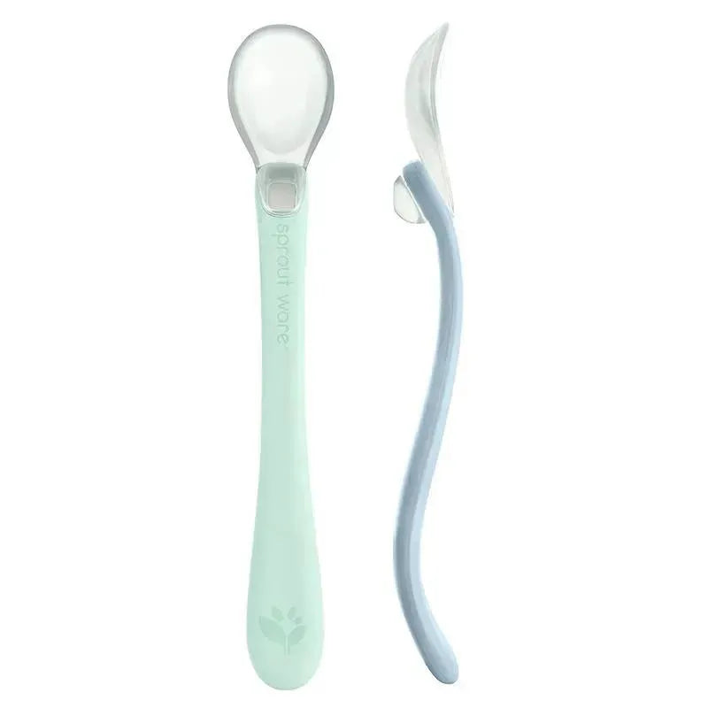 Green Sprouts - Silicone & Sprout Ware First Food Spoons, Light Sage/Light Blueberry Image 2