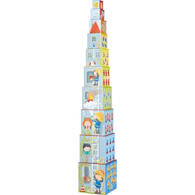Haba - Fire Brigade Sturdy Cardboard Stacking Cubes Image 3