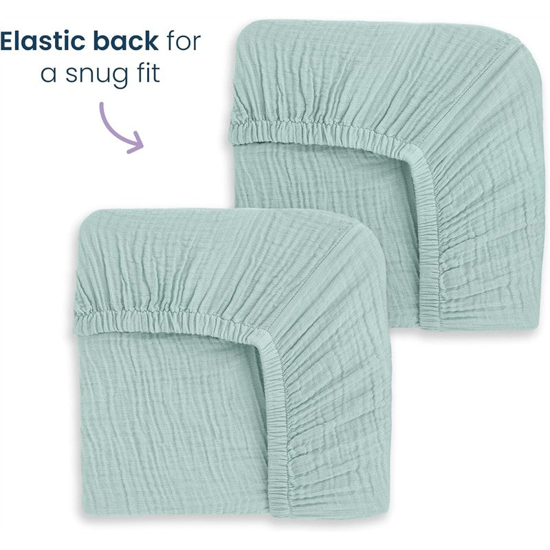 HALO Full-Size Fitted Crib Sheets 2-Pack - Calm Sage Image 2