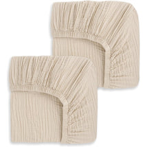 HALO Full-Size Fitted Crib Sheets 2-Pack - Oat Image 1