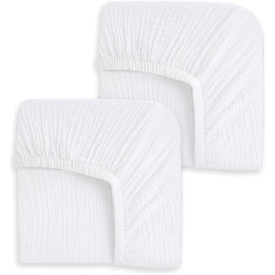 HALO Full-Size Fitted Crib Sheets 2-Pack - White Image 1