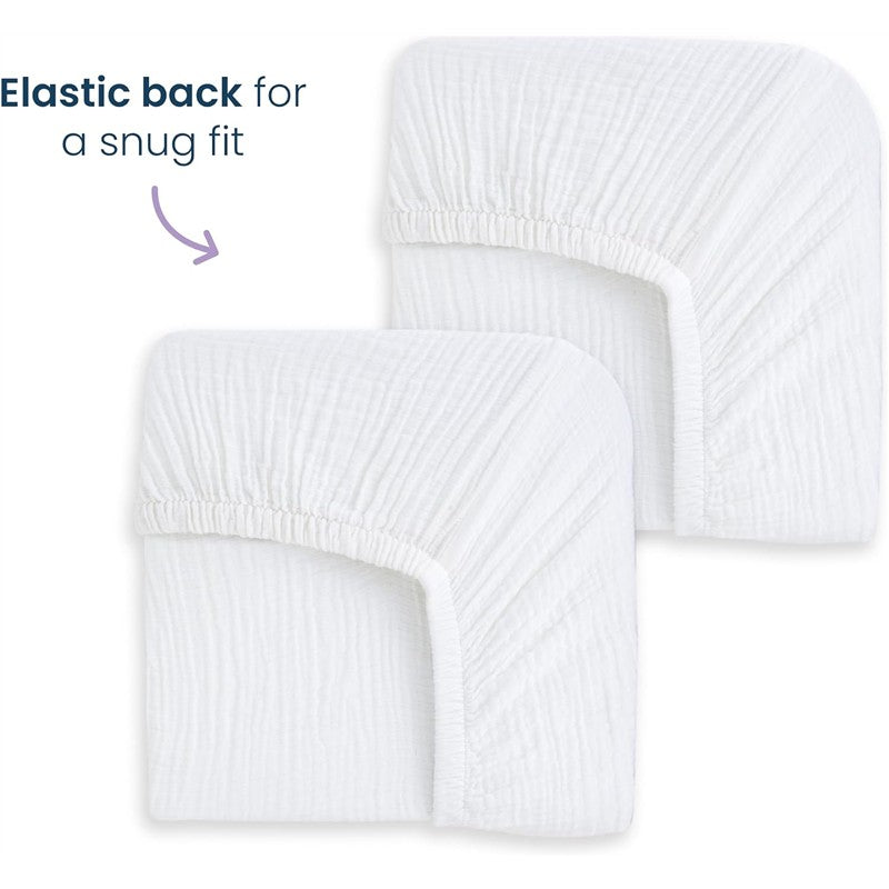 HALO Full-Size Fitted Crib Sheets 2-Pack - White Image 2