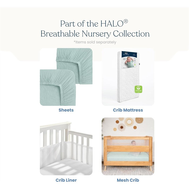 HALO Full-Size Fitted Crib Sheets 2-Pack - White Image 7