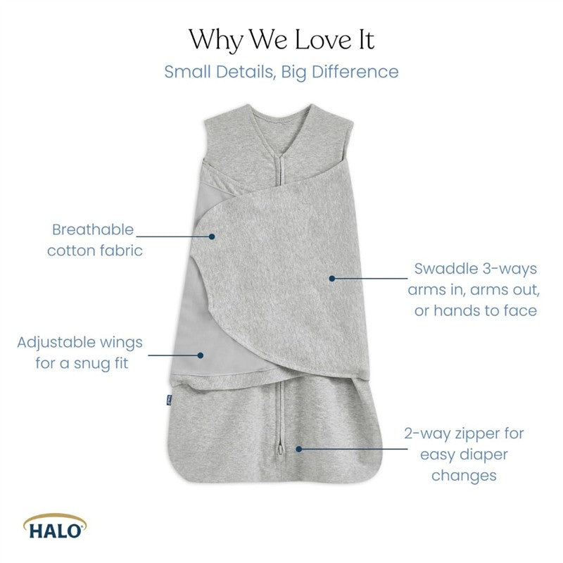 HALO SleepSack Swaddle 100% Cotton 1.5 TOG - Clouds Image 3