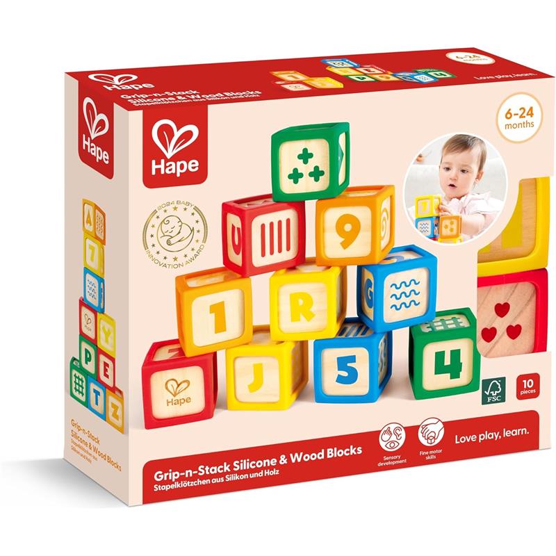 Hape - Grip-N-Stack Silicone & Wood Blocks Image 7