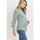 Hello Miz - Brushed Ribbed Hacci Maternity Mock Neck Top, Mint.