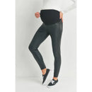 Hello Miz - Faux Leather Maternity Over The Bump Leggings, Black Image 2