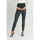 Hello Miz - Faux Leather Maternity Over The Bump Leggings, Black Image 3