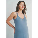 Hello Miz - High-Low Cross Back Maternity Midi Dress, Chambray Image 4