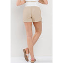 Hello Miz Linen Blend Maternity Shorts with Elastic Band Khaki Image 3