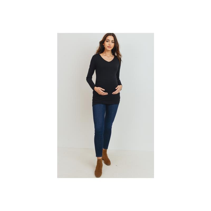 Hello Miz - Modal Jersey V-Neck Basic Long Sleeve Shirt, Black Image 3