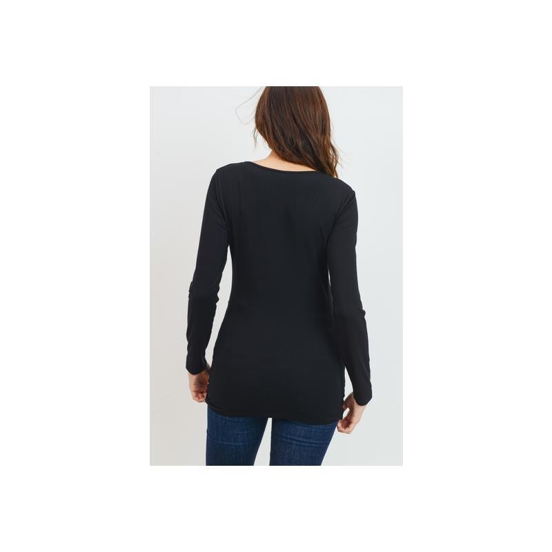 Hello Miz - Modal Jersey V-Neck Basic Long Sleeve Shirt, Black Image 4
