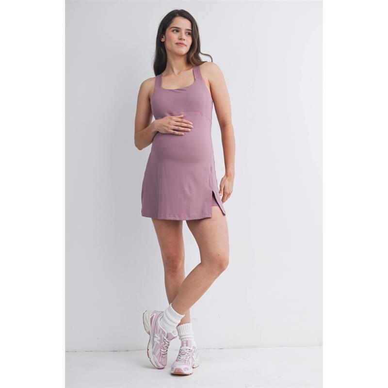 Hello Miz Racerback Active Maternity Mini Dress with Inner Shorts Image 7