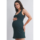 Hello Miz Ribbed Maternity Active Mini Dress with Inner Shorts, Hunter Green Image 4