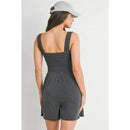 Hello Miz Ribbed Smocked Bodice Maternity Romper, Charcoal Image 6