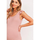 Hello Miz - Ruffle Sleeve Ribbed Maternity Top, Pink Image 6