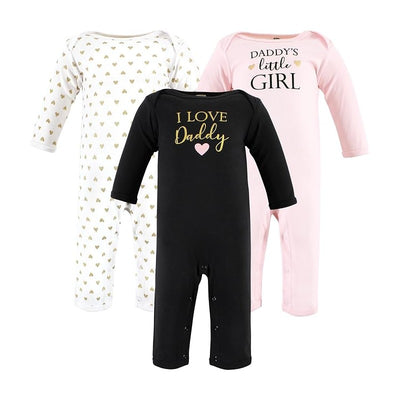 Hudson Baby Cotton Coveralls 3-Pack - Girl Daddy