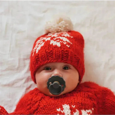 Huggalugs - Snowflake Red Beanie Hat For Baby & Kids Image 1