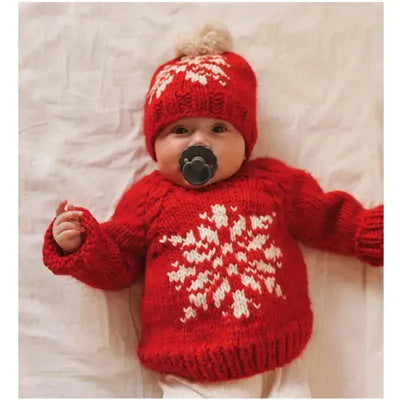 Huggalugs - Snowflake Red Crew Neck Sweater For Baby & Toddler Image 1