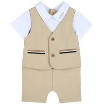 Hugo Boss Baby - 3-In-1 Jumpsuit+ Polo Shirt+ Sleeveless Jacket Shorts Stone Image 1