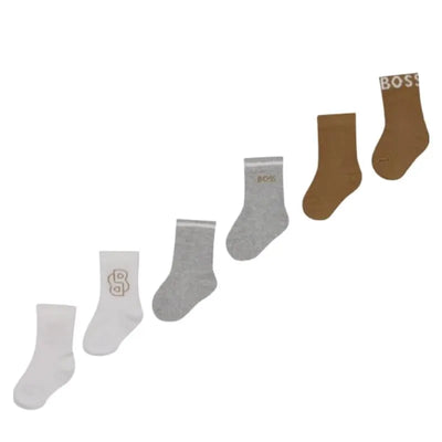 Hugo Boss Baby - 3Pk Beige & White Socks Image 1