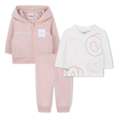 Hugo Boss Baby - 3Pk Girl Tracksuit & Tee Set, Pink Pale Image 1