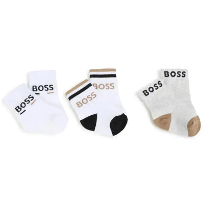 Hugo Boss Baby - 3Pk Socks Set White, Black & Beige Image 1