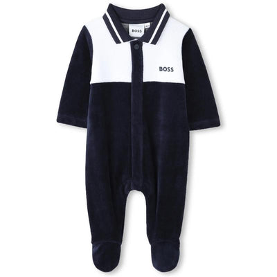 Hugo Boss Baby - Baby Boy Polo Footie, Navy Image 1