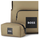 Hugo Boss Baby - Backpack + Pencil Case In Polyester Canvas Dark Stone Image 4