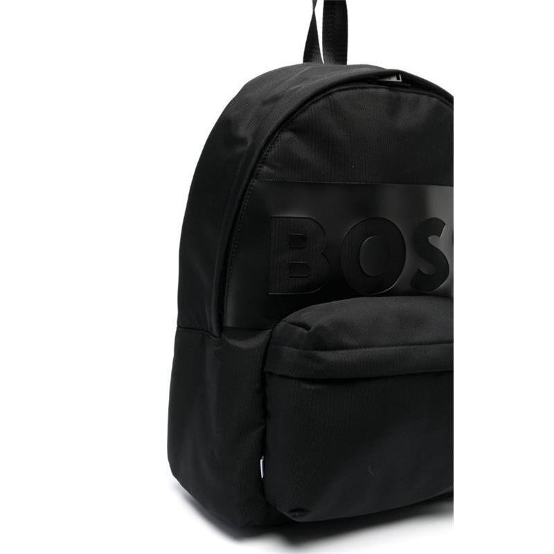 Hugo Boss Baby - Black Embossed-Logo Backpack Image 3