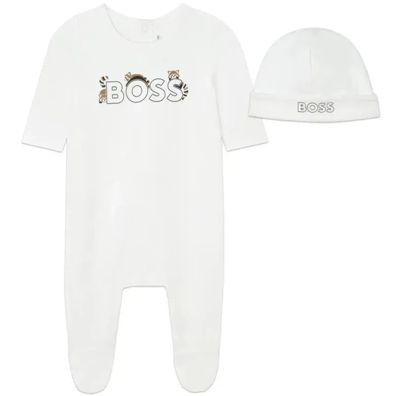 Hugo Boss Baby - Boss Boys Pyjamas & Bonnet, White Image 1