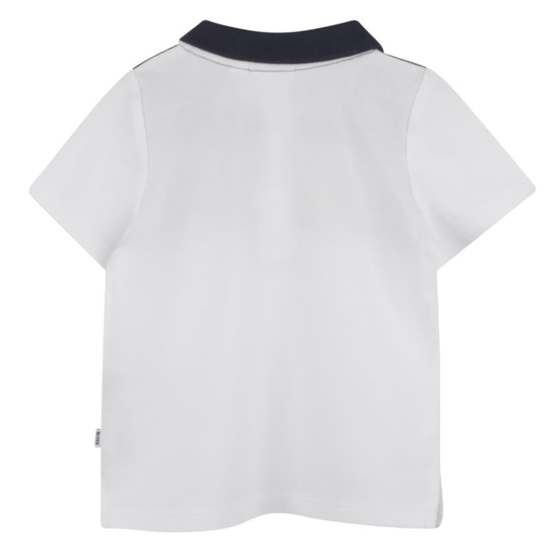 Hugo Boss Baby - Boy Colorblock Short Sleeve Polo White, Beige And Navy Image 2