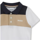 Hugo Boss Baby - Boy Colorblock Short Sleeve Polo White, Beige And Navy Image 3