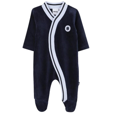 Hugo Boss Baby - Boy Footie & Hat Set, Navy  Image 1
