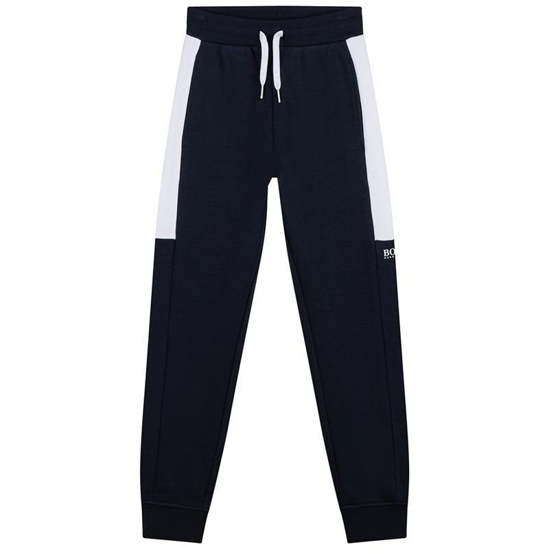 Hugo Boss - Baby Boy French Terry Track Pants Hb Printed On The Sides, Navy Image 1