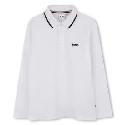 Hugo Boss Baby - Boy Long Sleeve Solid Color Polo, White  Image 1