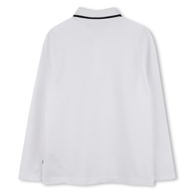 Hugo Boss Baby - Boy Long Sleeve Solid Color Polo, White  Image 2