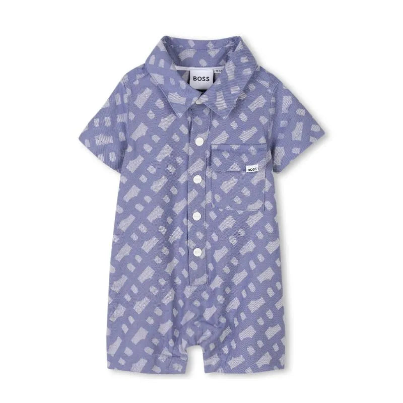 Hugo Boss Baby - Boy Short All In One & Bucket Hat, Blue Image 4