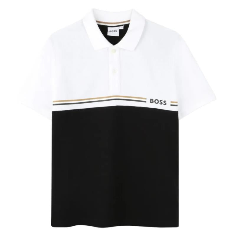 Hugo Boss Baby - Boy Short Sleeve Polo, Black & White Image 1