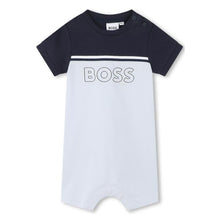 Hugo Boss Baby - Boy Short Sleeve Short Overall, White/Navy Image 1