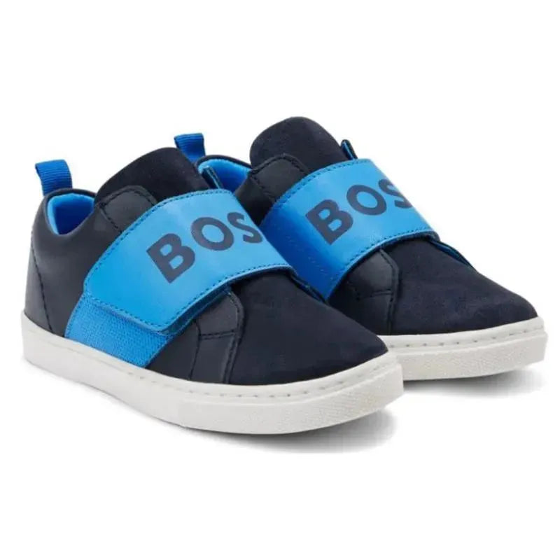 Hugo Boss Baby - Boys Navy Velcro Logo Trainers Image 1