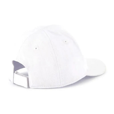White baseball cap from Hugo Boss Baby featuring a curved brim and adjustable strap at the back.