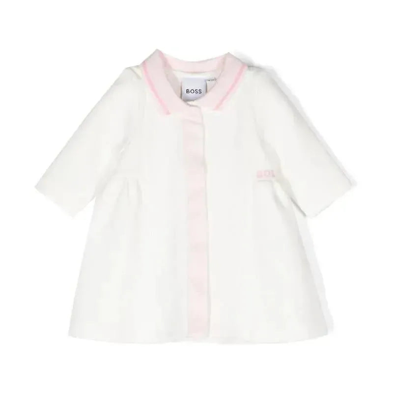 Hugo Boss Baby - Girls White Cotton Logo Dress, Off White Image 1